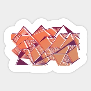 City mountains geometric abstract pink Sticker